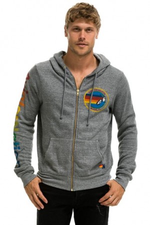 Sudadera con Capucha Aviator Nation Miami Hombre Grey | 61AJKRNZO