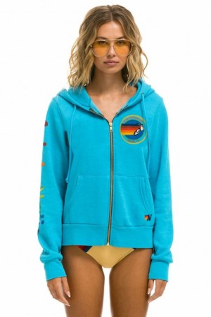Sudadera con Capucha Aviator Nation Miami Mujer Blue | 02OLQVNBF