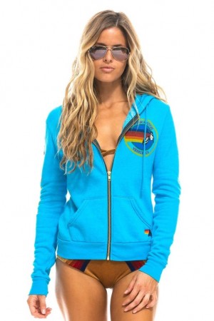 Sudadera con Capucha Aviator Nation Mujer Blue | 02YHTVAWB