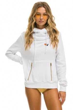 Sudadera con Capucha Aviator Nation Ninja Pullover Mujer White | 05GLQBSTW