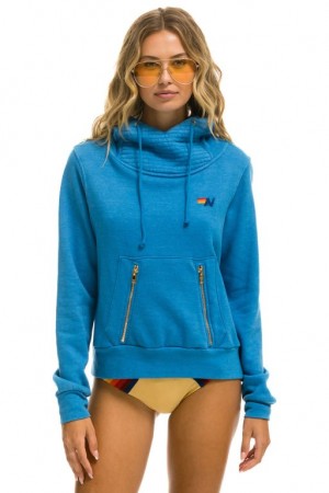 Sudadera con Capucha Aviator Nation Ninja Pullover Mujer Ocean | 05JKIDMHE