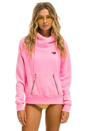 Sudadera con Capucha Aviator Nation Ninja Pullover Mujer Pink | 05KBGLVWP