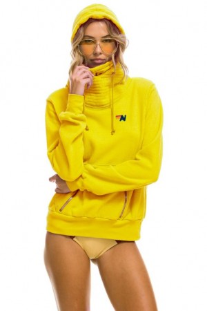 Sudadera con Capucha Aviator Nation Ninja Pullover Mujer Lemon | 05OUDRHWA