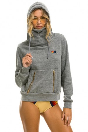 Sudadera con Capucha Aviator Nation Ninja Pullover Mujer Grey | 05QBFMAIR