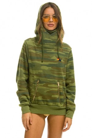Sudadera con Capucha Aviator Nation Ninja Pullover Mujer Camo | 05QGNYURV