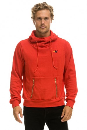 Sudadera con Capucha Aviator Nation Ninja Pullover Hombre Red | 63GPRMISL