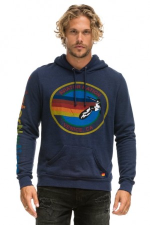 Sudadera con Capucha Aviator Nation Pullover Hombre Navy | 64GKWQBSH