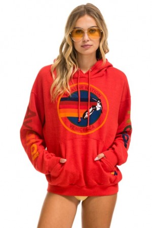 Sudadera con Capucha Aviator Nation Relaxed Pullover Mujer Red | 06YNEICHM