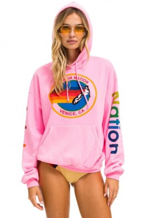 Sudadera con Capucha Aviator Nation Relaxed Pullover Mujer Pink | 07ATXOBLY