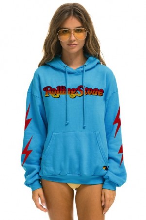 Sudadera con Capucha Aviator Nation Rolling Stone Custom Relaxed Pullover Mujer Ocean | 05BIDSVWN