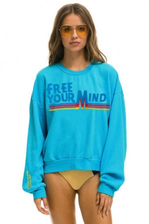 Sudaderas Aviator Nation Aim Youth Mental Health Relaxed Mujer Blue | 20PKDWXFI