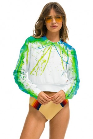 Sudaderas Aviator Nation Artist Collection Cropped Crew Mujer Blue / Green | 20RIOLSFW