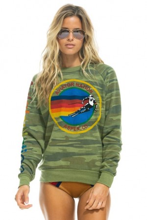 Sudaderas Aviator Nation Aspen Crew Mujer Camo | 20OVSLCIT