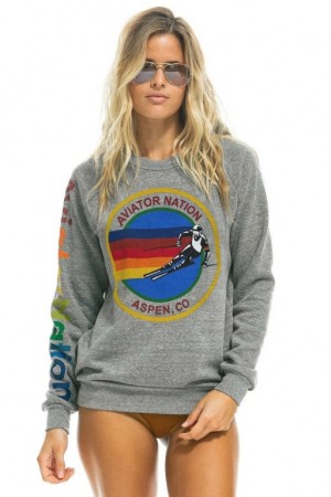 Sudaderas Aviator Nation Aspen Mujer Grey | 19DQKNSIG