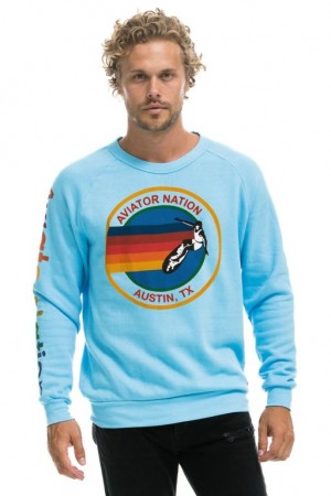 Sudaderas Aviator Nation Austin Crew Mujer Blue | 20HDOZSLA