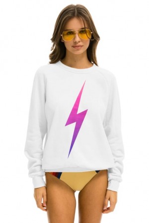 Sudaderas Aviator Nation Bolt Fade Light Weight Mujer White / Pink Purple | 18FNASZTL