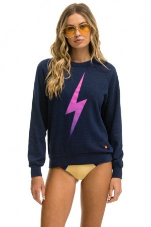 Sudaderas Aviator Nation Bolt Fade Mujer Navy | 18DBFJSNE