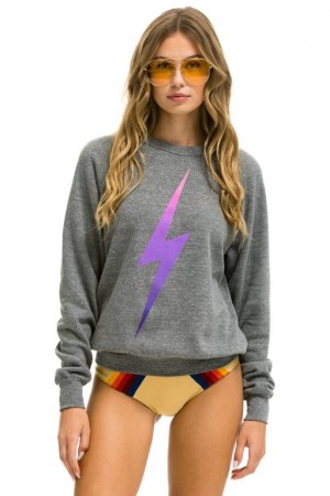 Sudaderas Aviator Nation Bolt Fade Mujer Grey / Pink Purple | 18EWNZSYT