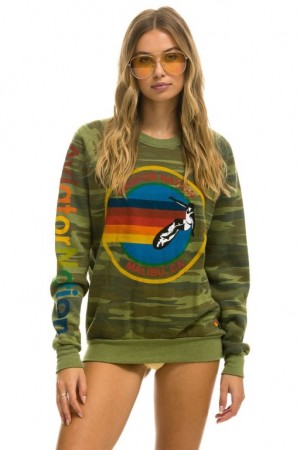Sudaderas Aviator Nation Bu - Crew Mujer Camo | 20CTUGWRI