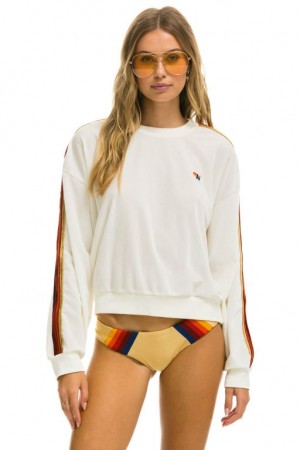 Sudaderas Aviator Nation Classic Velvet Relaxed Mujer White | 17HBLIZSQ