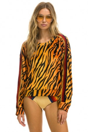 Sudaderas Aviator Nation Classic Velvet Relaxed Mujer Tiger | 17JYCDXVW