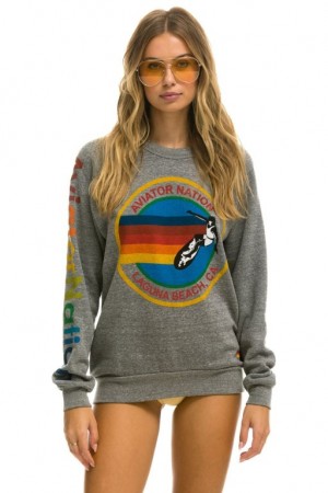 Sudaderas Aviator Nation Laguna Beach Mujer Grey | 19TROUMCL