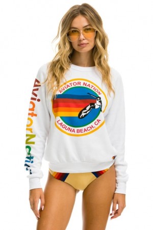Sudaderas Aviator Nation Laguna Beach Mujer White | 19VOJKZRW