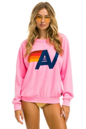 Sudaderas Aviator Nation Logo Mujer Pink | 19SXQYGBU