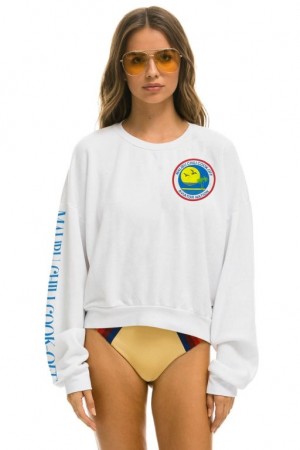 Sudaderas Aviator Nation Malibu Chili Cook-off 2023 Crew Relaxed Mujer White | 16PERAVLJ