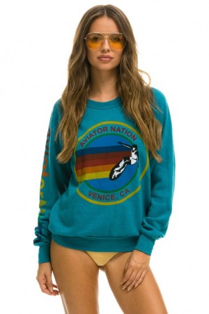 Sudaderas Aviator Nation Mujer Turquoise | 18XHOMVLT