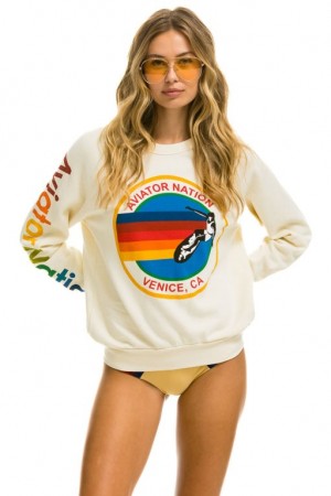 Sudaderas Aviator Nation Mujer White | 18VZXWRSF