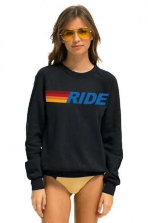 Sudaderas Aviator Nation Ride Logo Crew Mujer Grey | 15WMVQISX