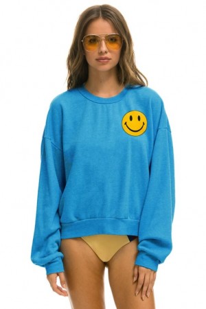 Sudaderas Aviator Nation Smiley 2 Relaxed Mujer Ocean | 15ROVKSBN