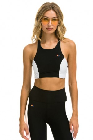 Sujetador Deportivo Aviator Nation Color Block Racer Mujer Black | 56YJDIKXZ