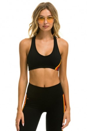 Sujetador Deportivo Aviator Nation Wo5 Stripe Mujer Black | 57FEIUHVL