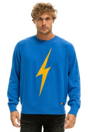 Suéter Aviator Nation Bolt Cashmere Light Hombre Blue / Blue | 69HOFQNGM