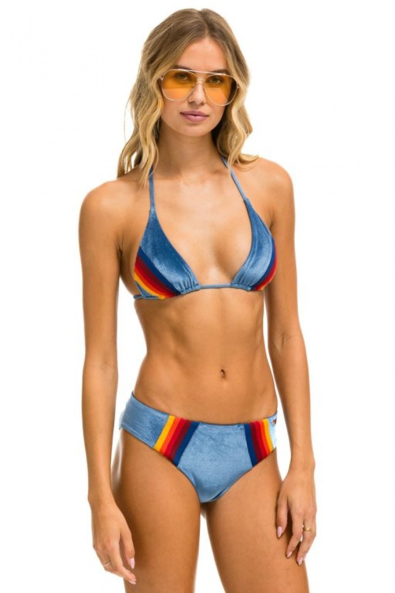 Abajo De Bikini Aviator Nation 5 Stripe Velvet Scrunch Mujer Islanda | 59HWCSAFG