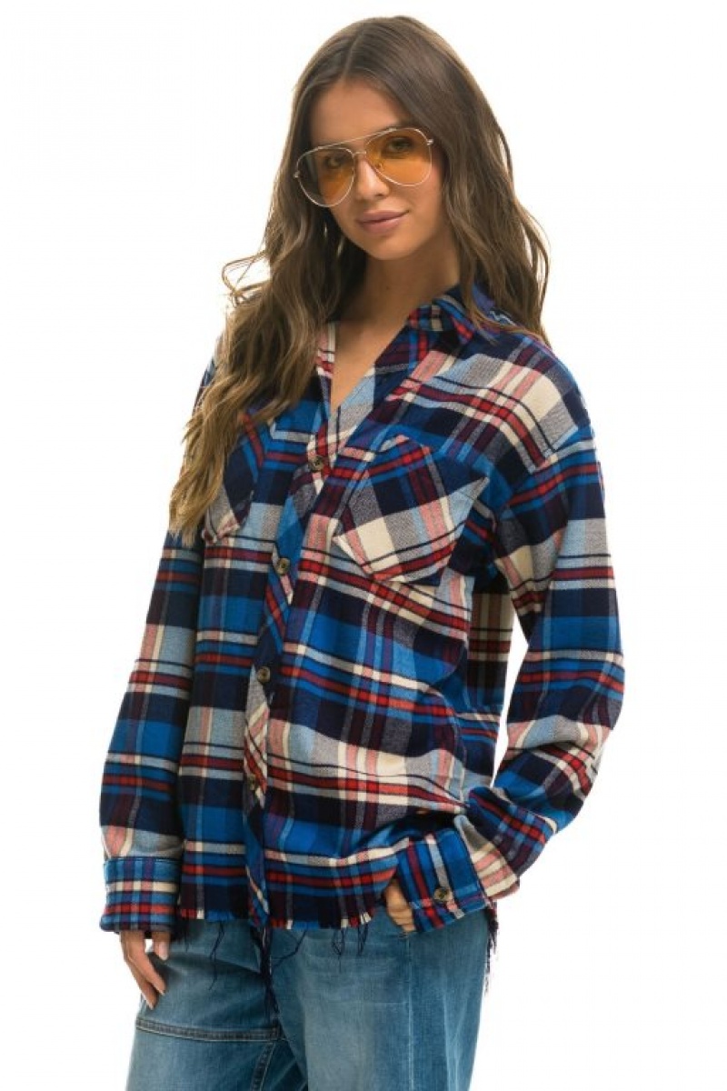 Camisa Aviator Nation Plaid Flannel Light Weight Western Hombre Patriot Plaid | 71BGPMXVD