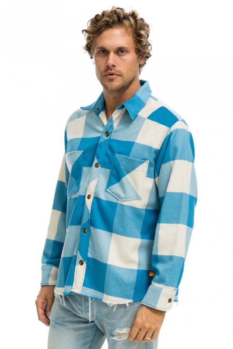 Camisa Aviator Nation Plaid Flannel Light Weight Western Mujer Blue | 27DKGSLFI
