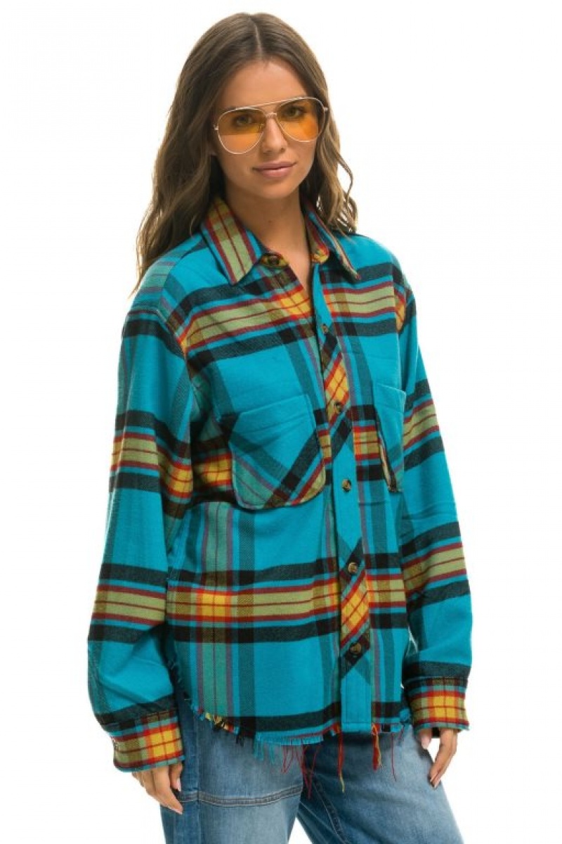 Camisa Aviator Nation Plaid Flannel Light Weight Western Mujer Jackson Plaid | 27FUHVWKS