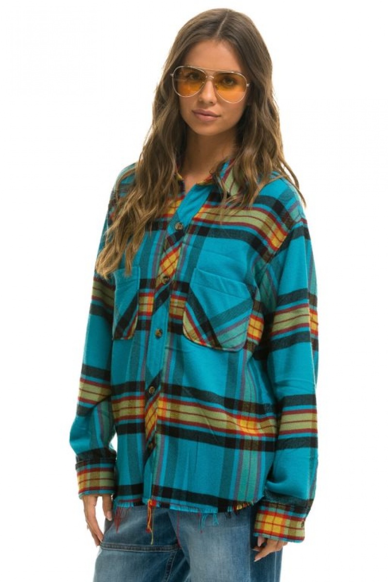 Camisa Aviator Nation Plaid Flannel Light Weight Western Mujer Jackson Plaid | 27FUHVWKS