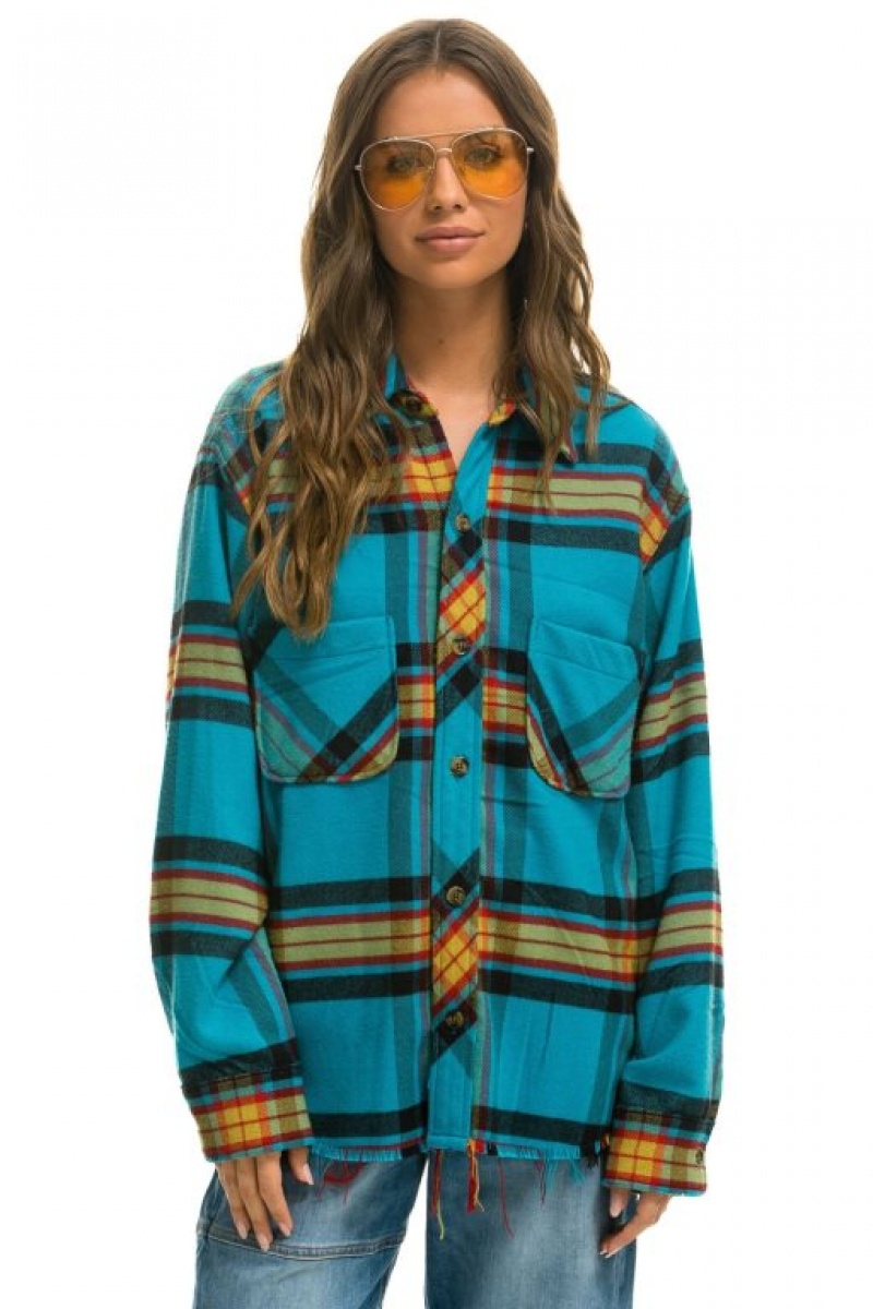Camisa Aviator Nation Plaid Flannel Light Weight Western Mujer Jackson Plaid | 27FUHVWKS