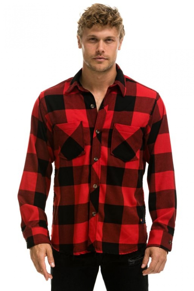 Camisa Aviator Nation Plaid Flannel Light Weight Western Mujer Buffalo Plaid | 27HNCSJIG