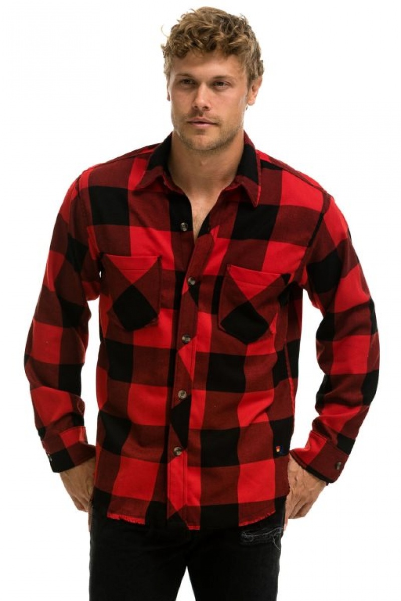 Camisa Aviator Nation Plaid Flannel Light Weight Western Mujer Buffalo Plaid | 27HNCSJIG
