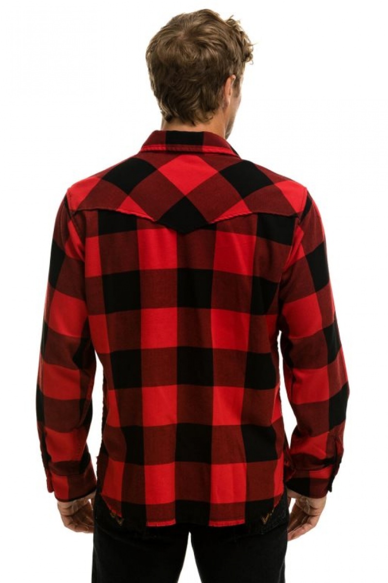 Camisa Aviator Nation Plaid Flannel Light Weight Western Mujer Buffalo Plaid | 27HNCSJIG