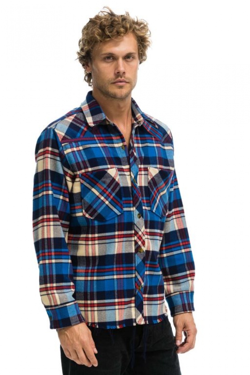 Camisa Aviator Nation Plaid Flannel Western Hombre Patriot Plaid | 70UEVWNBR