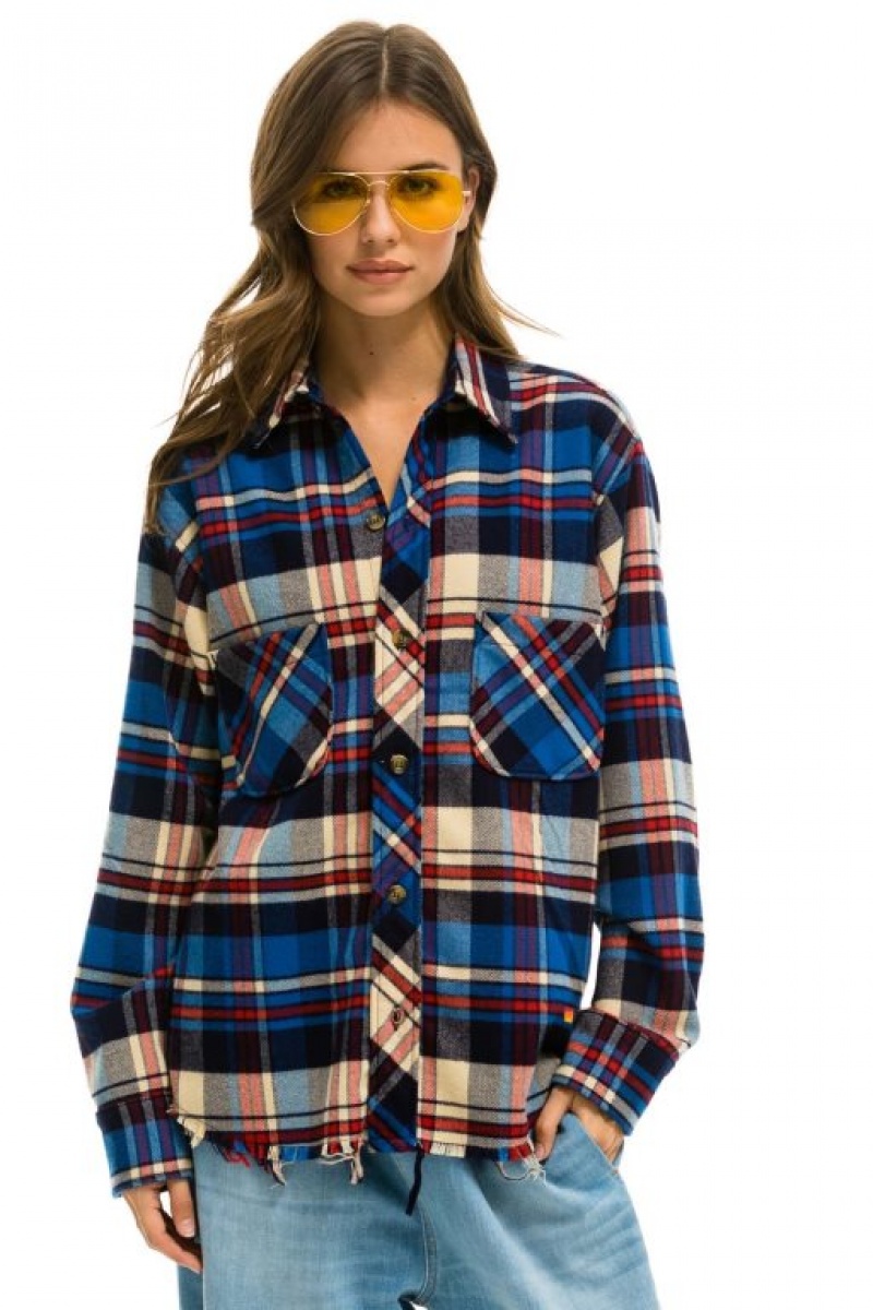 Camisa Aviator Nation Plaid Flannel Western Hombre Patriot Plaid | 70UEVWNBR