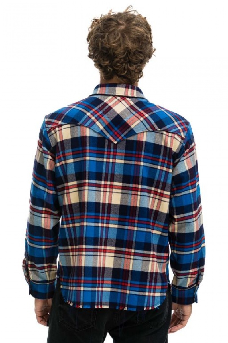Camisa Aviator Nation Plaid Flannel Western Hombre Patriot Plaid | 70UEVWNBR