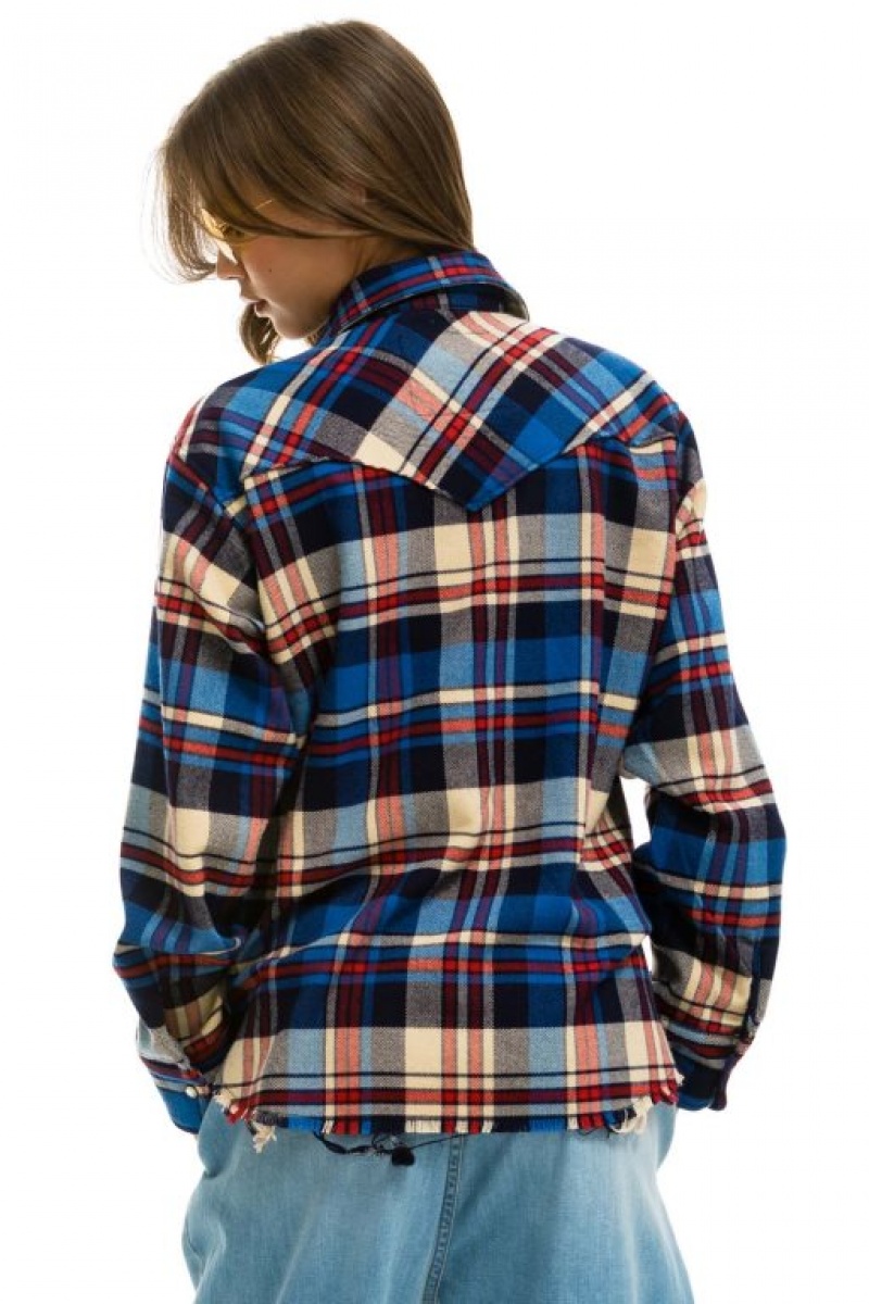 Camisa Aviator Nation Plaid Flannel Western Hombre Patriot Plaid | 70UEVWNBR