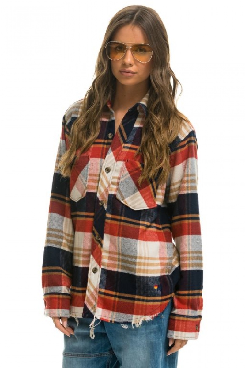 Camisa Aviator Nation Plaid Flannel Western Mujer Cowboy Plaid | 26UKBJXEZ